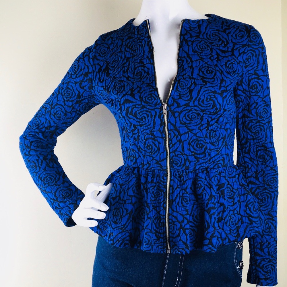 SALE! “Blue Rose” Blue Peplum Floral print Top